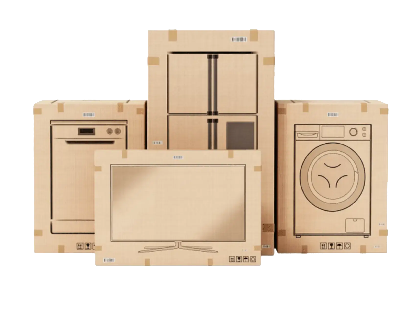 New appliances in their boxes