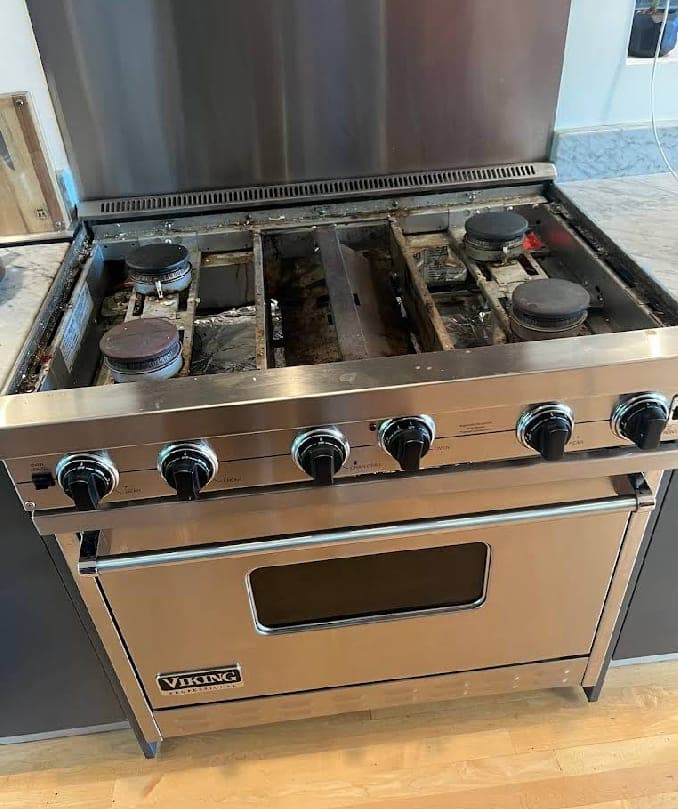 Viking range repair in Falls Church, VA — Burners not igniting and gas valve failure