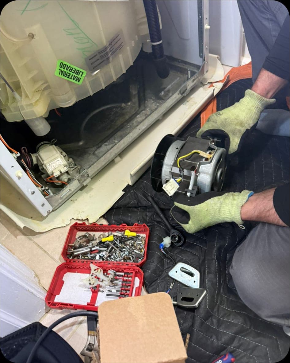 Washer repair in Fairfax, VA — The customer's washer stopped spinning and was making a loud grinding noise — classic signs of a worn-out drive motor