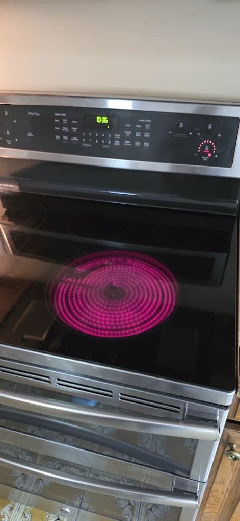 GE Profile range repair in Woodbridge, VA — Front element on a double-oven range not heating