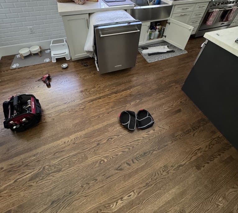 KitchenAid dishwasher repair in Potomac, MD — Dishwasher leaking onto the floor
