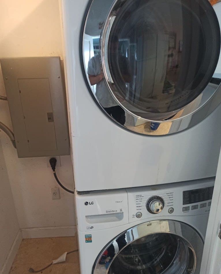LG dryer repair in Silver Spring, MD — Stacked dryer drum stopped turning