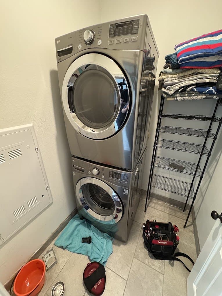 LG dryer repair in Woodbridge, VA — Stacked dryer stopping with a vent error