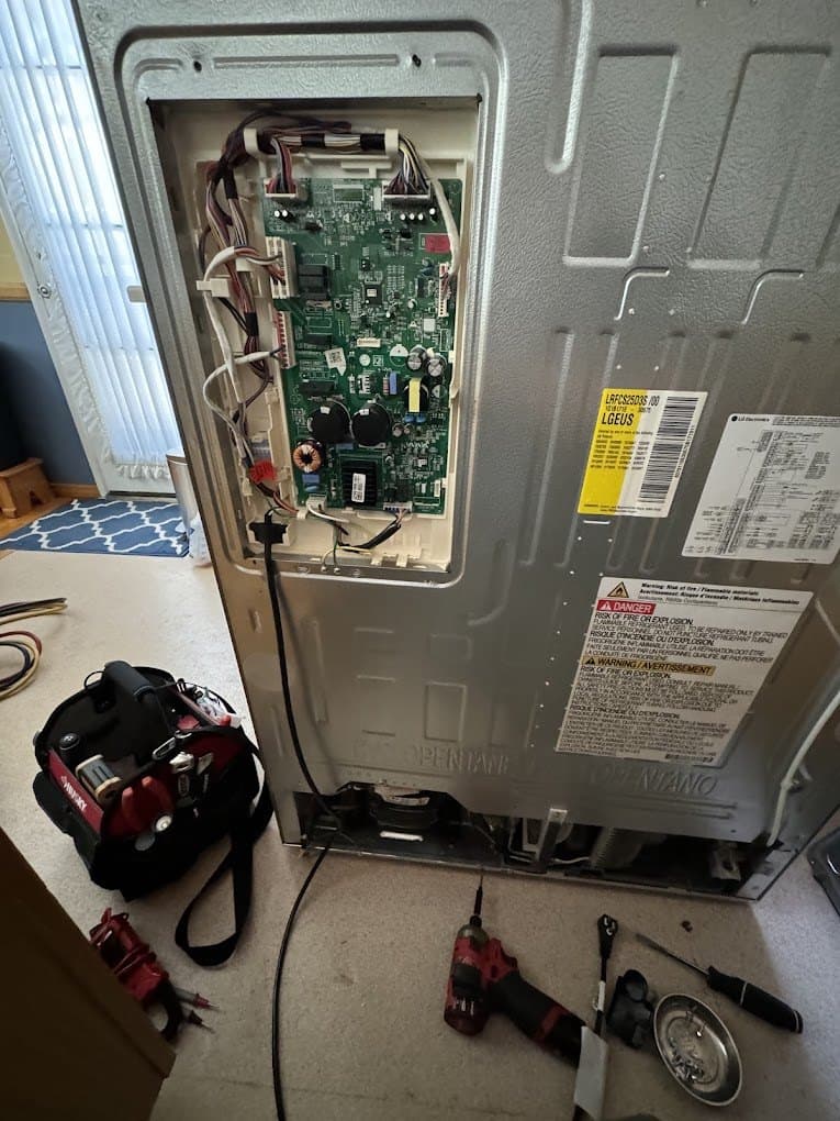LG refrigerator repair in Woodbridge, VA — Refrigerator fans and compressor not running