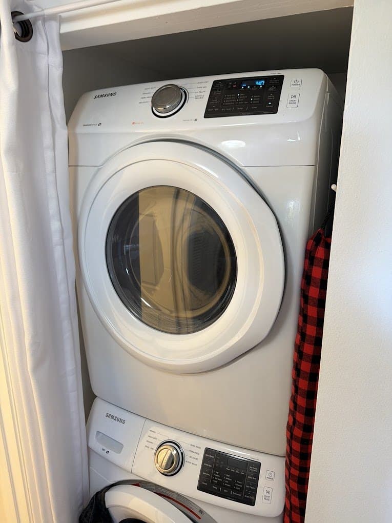 Samsung dryer repair in Arlington, VA — Stacked dryer running with no heat
