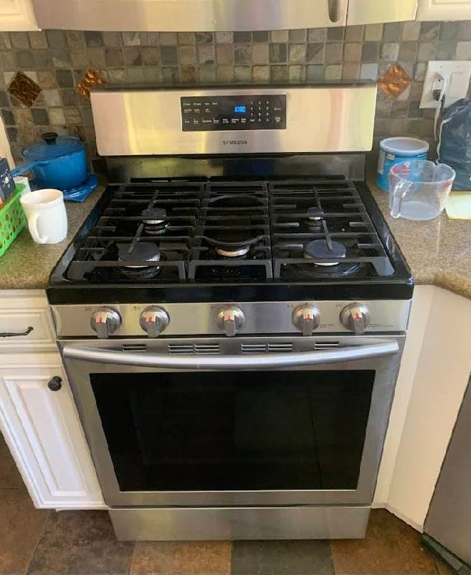 Samsung range repair in Falls Church, VA — A burner not igniting and oven not heating